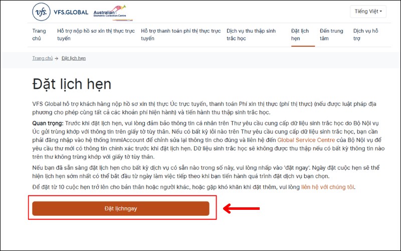 Đặt hẹn visa Úc