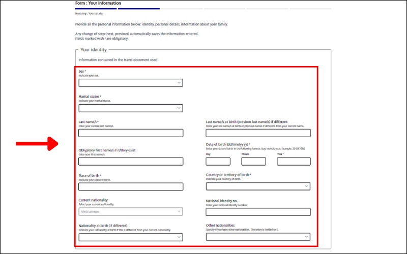 Danh tính xin visa Pháp online