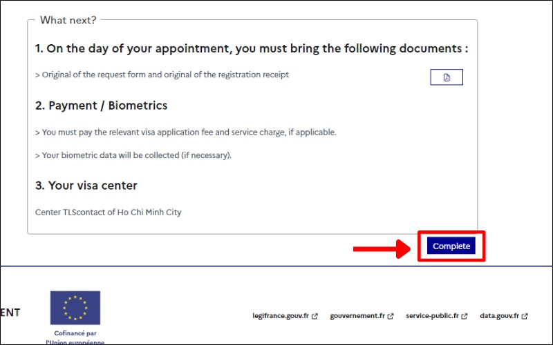 Hoàn tất xin visa Pháp online
