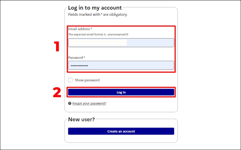 Đăng nhập xin visa Pháp online