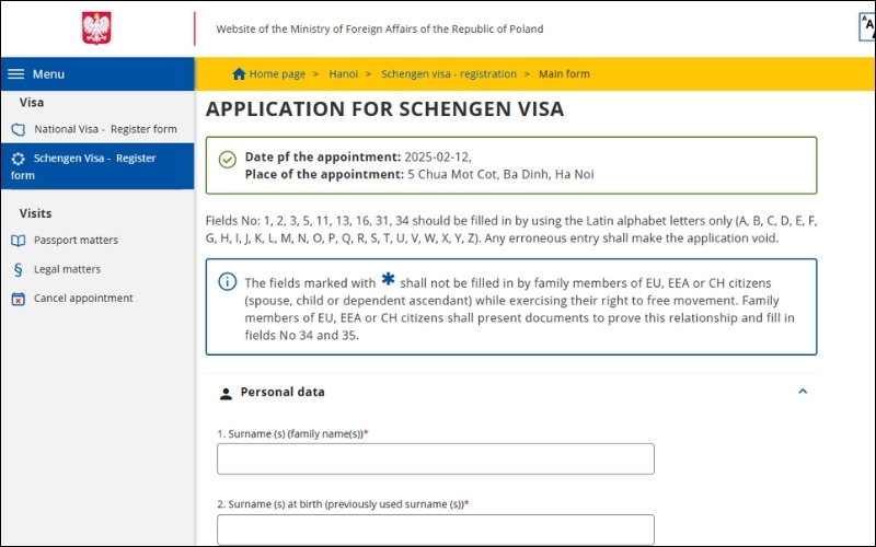 Hoàn thành tờ khai