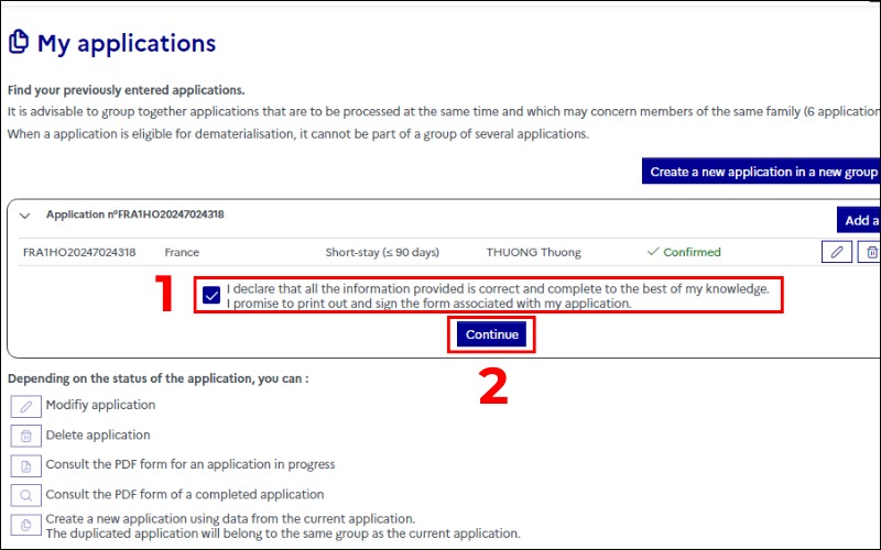 Điều khoản xin visa Pháp online