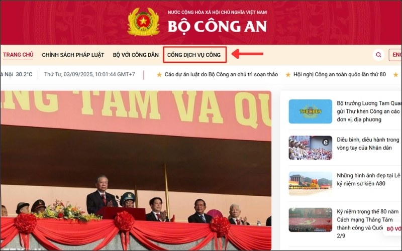 Truy cập Cổng dịch vụ Công