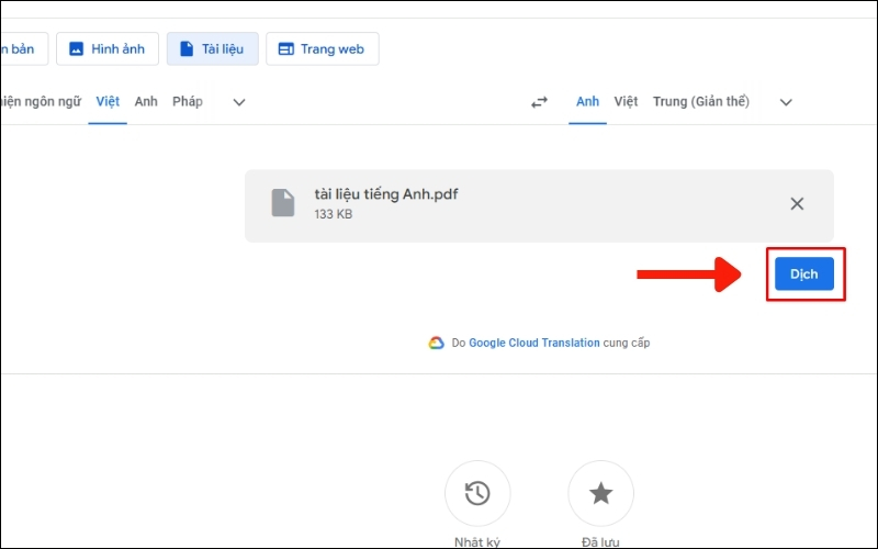 Chọn dịch file pdf tiếng Anh sang tiếng Việt