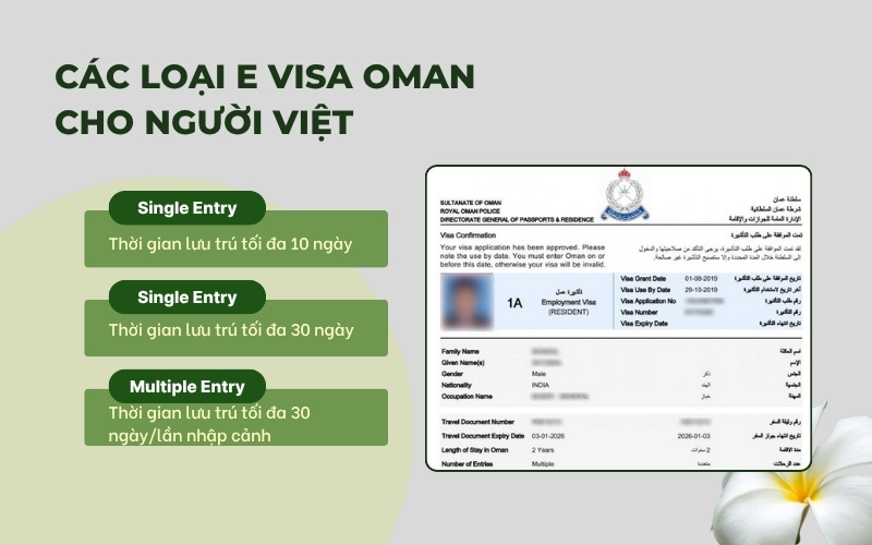 Các loại E visa Oman