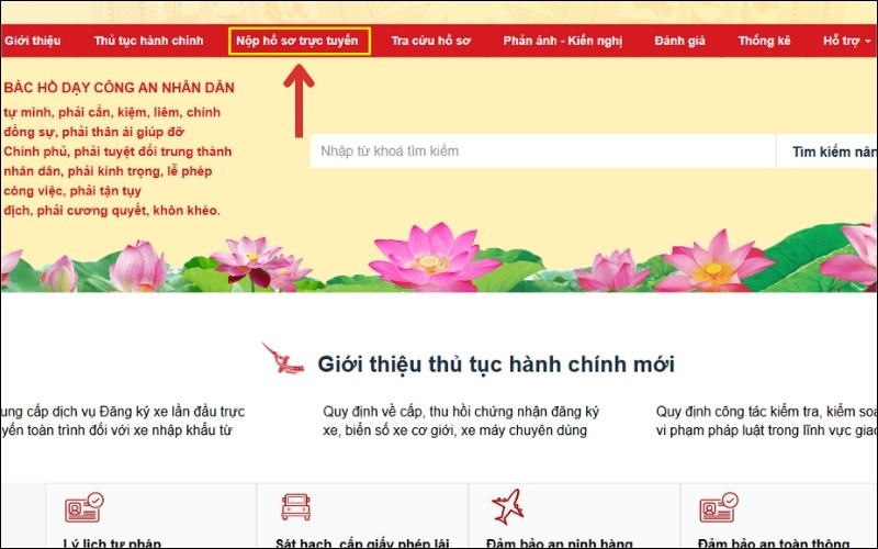 Chọn nộp hồ sơ trực tuyến