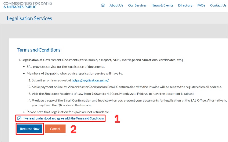 Điều khoản hợp pháp hóa lãnh sự Singapore