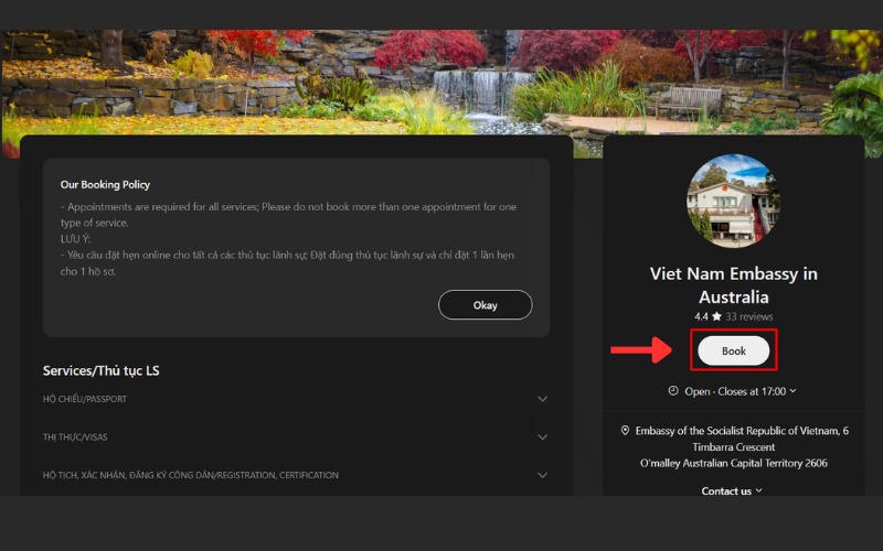 Truy cập web Đại sứ quán