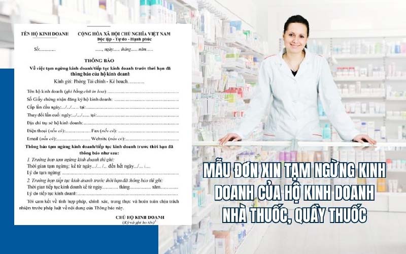 Mẫu đơn xin tạm ngừng kinh doanh nhà thuốc của hộ kinh doanh