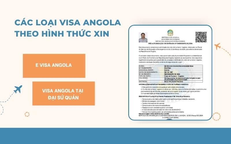 Loại visa Angola theo hình thức xin