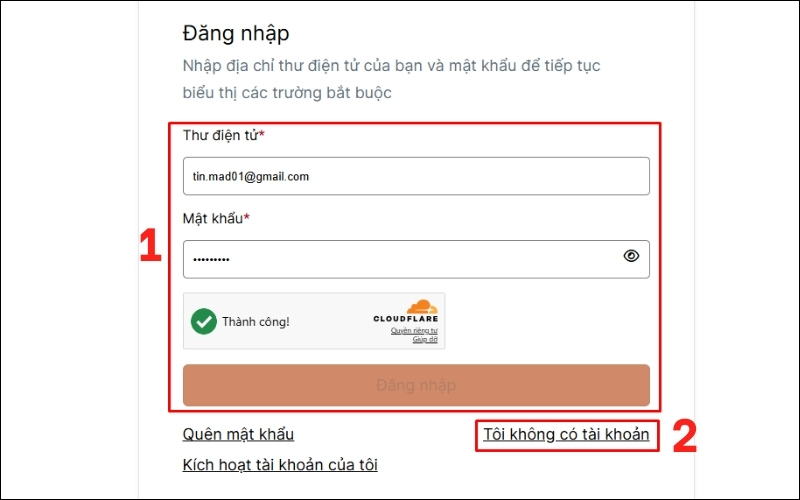 Đăng nhập tài khoản