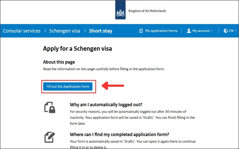 Điền đơn visa Hà Lan