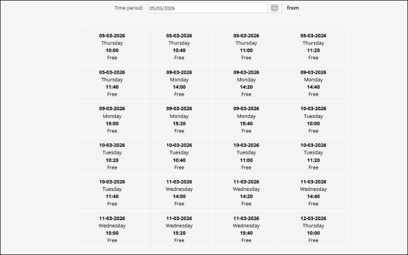 Chọn ngày nộp hồ sơ