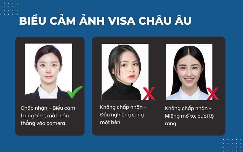 Biểu cảm ảnh visa Châu Âu