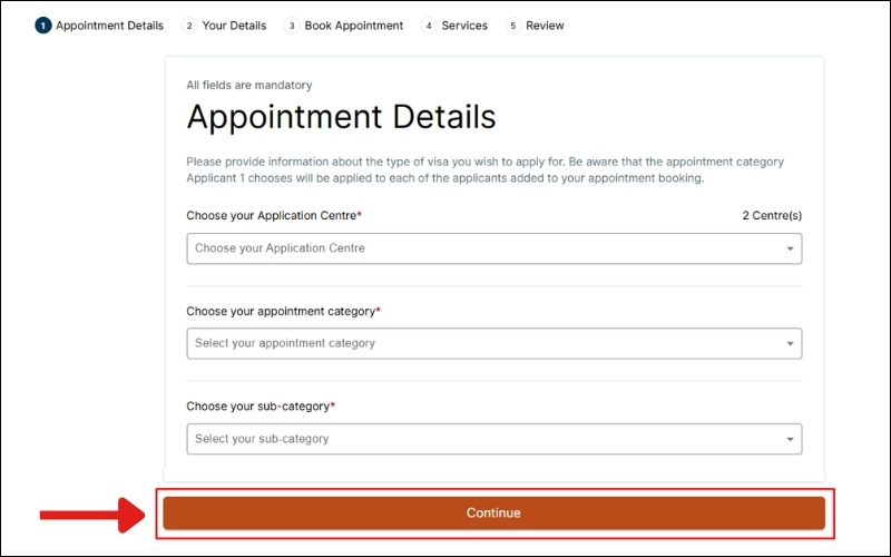 Chọn cơ quan tiếp nhận