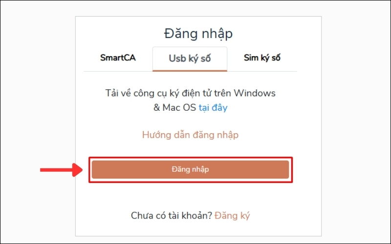 Nhấn đăng nhập