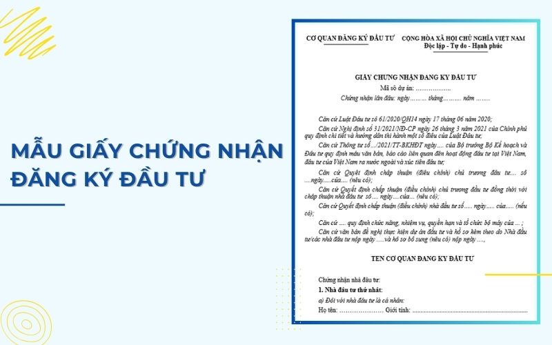 Mẫu Giấy chứng nhận đầu tư