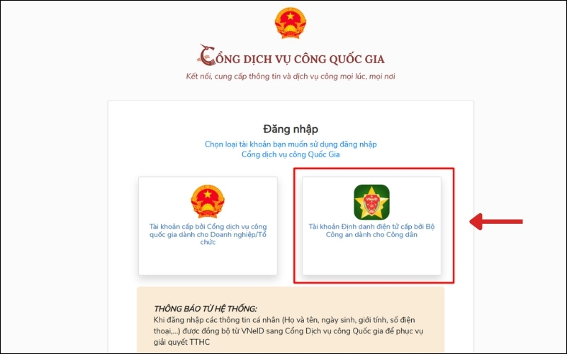 Tài khoản cho công dân