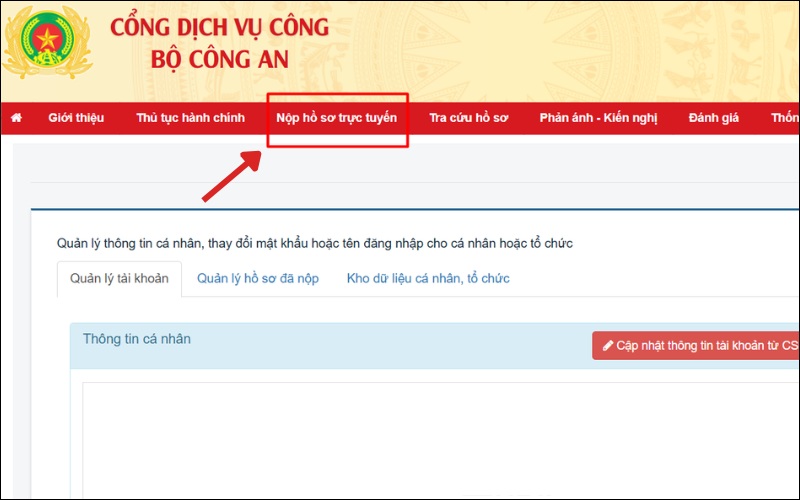 Chọn nộp hồ sơ trực tuyến