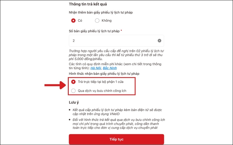 Nhận lý lịch tư pháp online