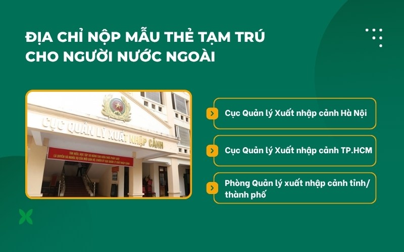 Địa chỉ nộp mẫu thẻ tạm trú cho người nước ngoài