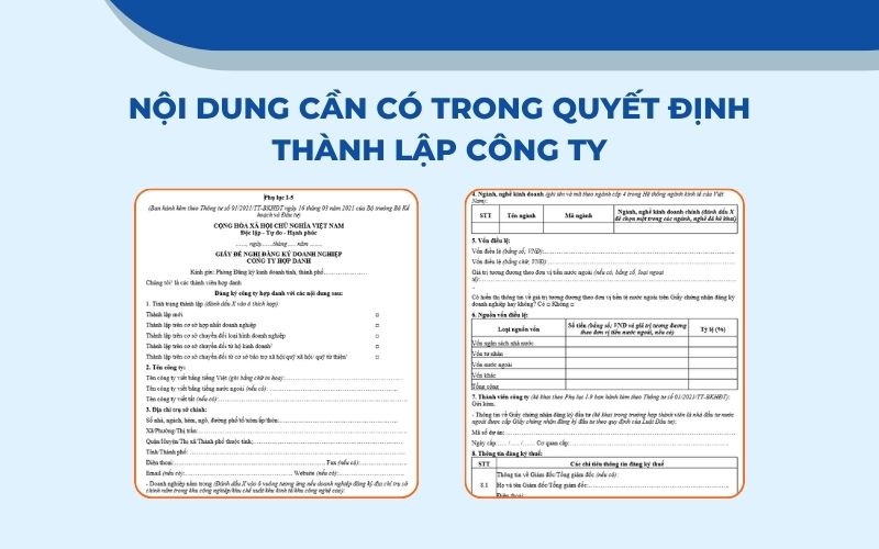 Những nội dung bắt buộc trong mẫu quyết định thành lập công ty