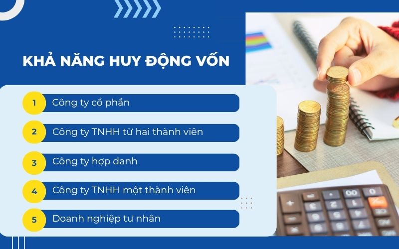 So sánh các loại hình doanh nghiệp về khả năng huy động vốn