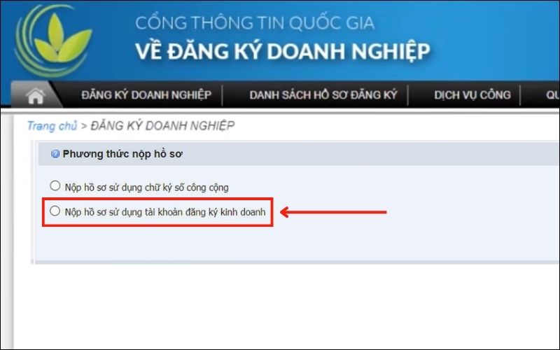 chọn phương thức nộp hồ sơ