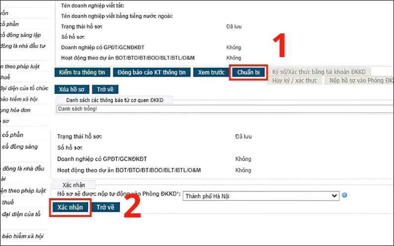 Xác nhận hoàn tất chuẩn bị hồ sơ thành lập doanh nghiệp tư nhân