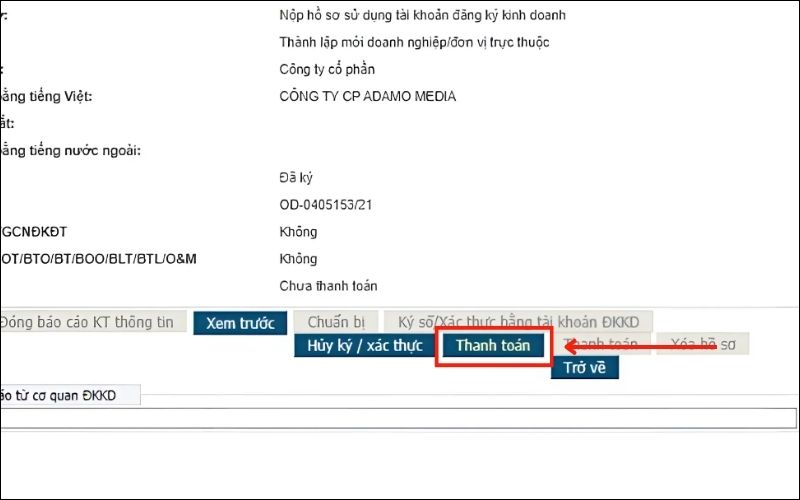 tiến hành thanh toán