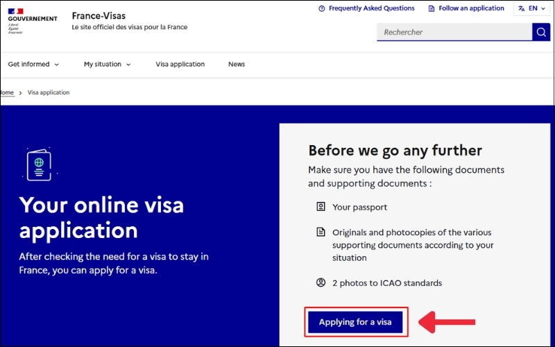 Truy cập visa công tác Pháp
