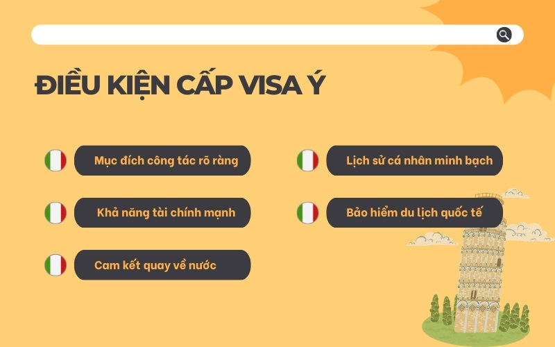 Điều kiện xin visa công tác Ý