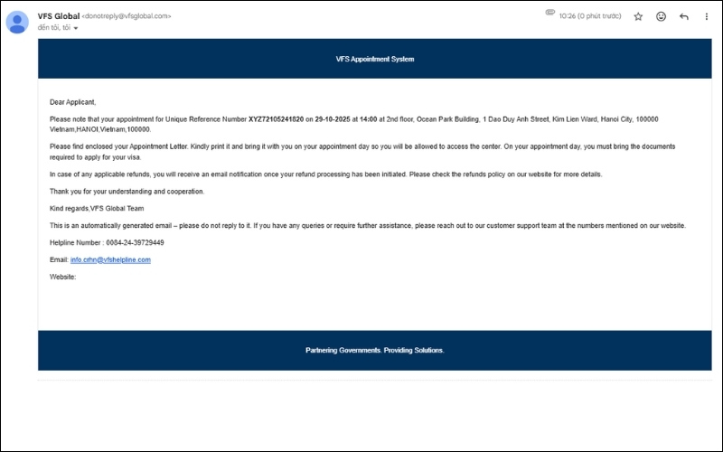 Nhận email xác nhận