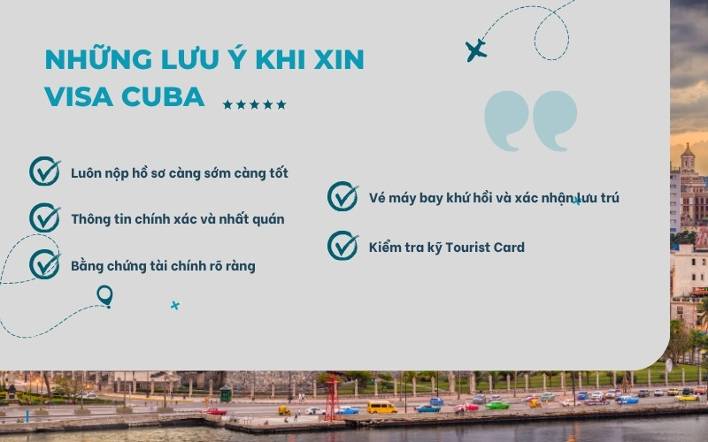 Lưu ý khi xin visa Cuba