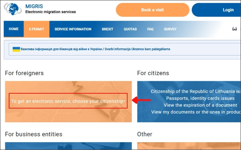 Truy cập visa Lithuania