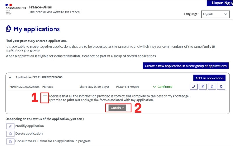 Hoàn tất khai thông tin