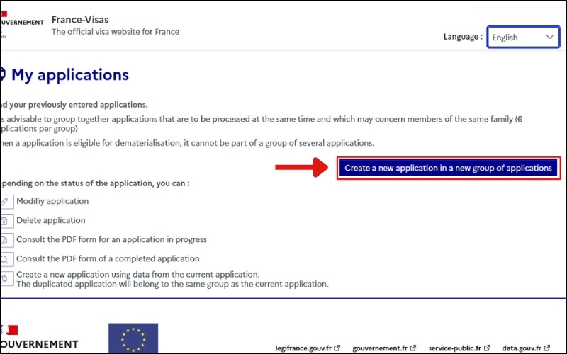 Tạo đơn visa Pháp