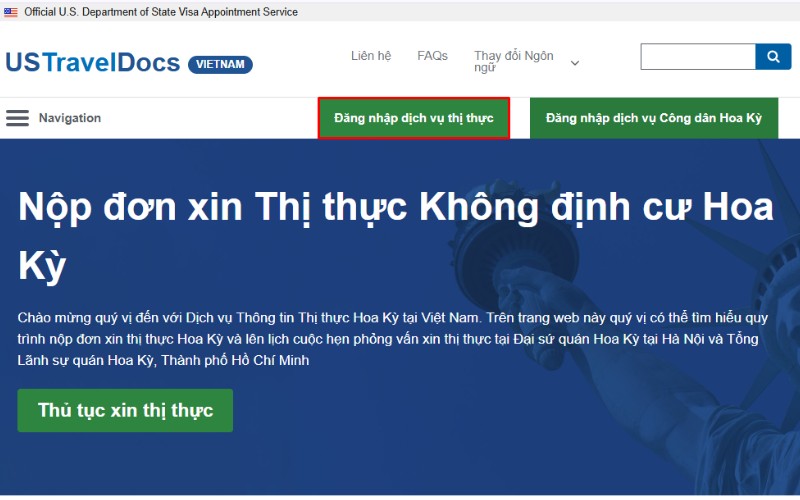 Đăng nhập visa thăm thân Mỹ