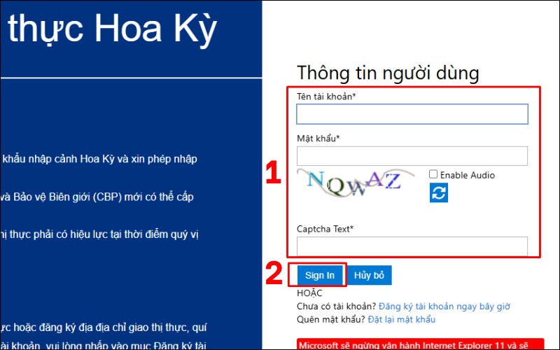 Đăng nhập tài khoản