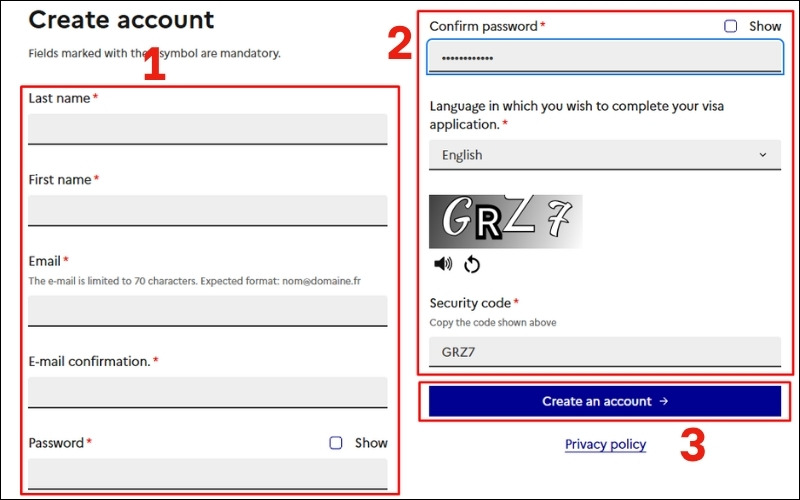 Tạo tài khoản visa thăm thân Pháp