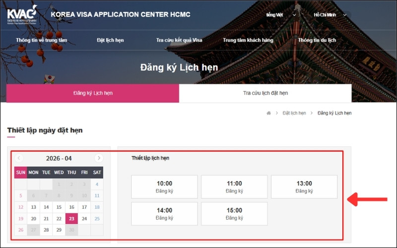 Đặt hẹn visa Hàn Quốc