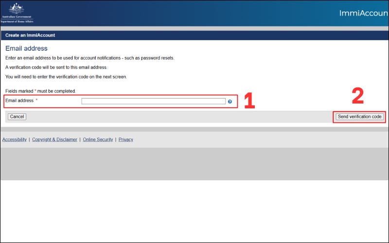 Tạo tài khoản xin visa Úc online