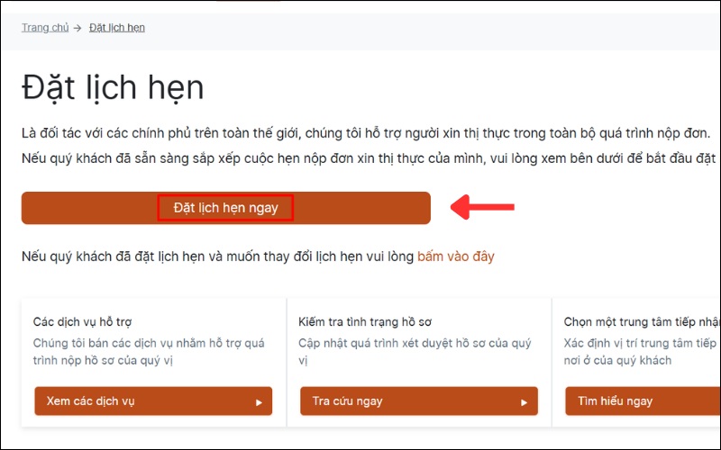 Đặt hẹn xin visa Úc online