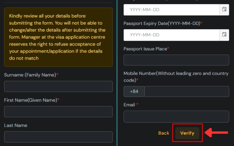 Nhập thông tin BLS