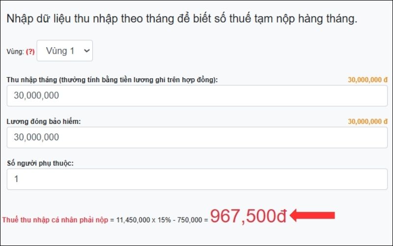 Cách tính thuế TNCN phải nộp bằng cách sử dụng công cụ trên Thuvienphapluat