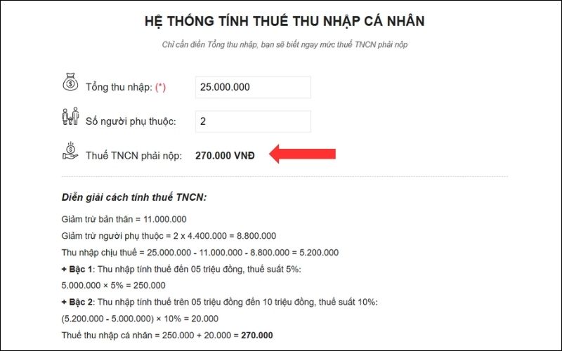 Cách tính thuế thu nhập cá nhân phải nộp trên LuatVietNam