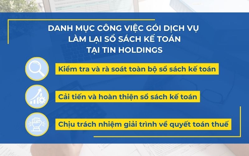 Danh mục công việc gói dịch vụ làm lại sổ sách kế toán