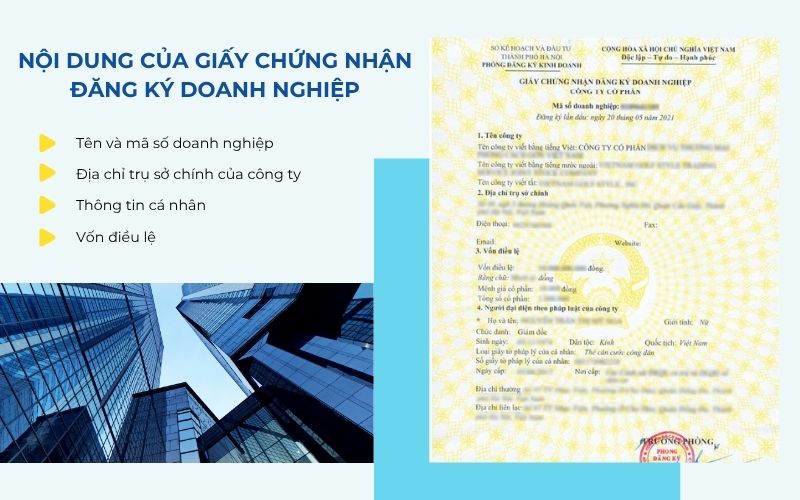Nội dung Giấy chứng nhận đăng ký kinh doanh