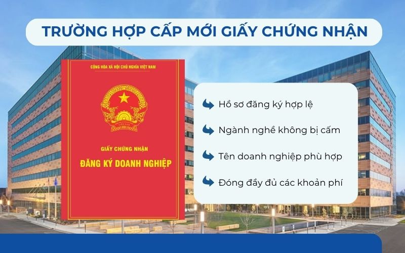 Trường hợp cấp mới Giấy chứng nhận đăng ký doanh nghiệp