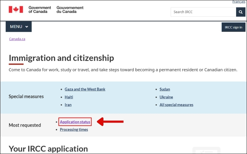 Chọn Application status